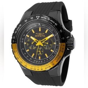 Invicta Aviator Skyshock Men’s 50mm Black Yellow Chronograph Watch; New in box